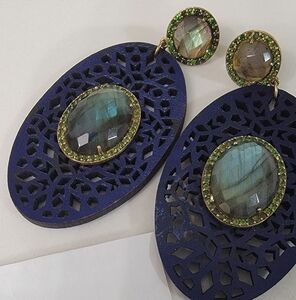 Elegant Blue and Green Earrings